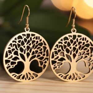 boucles d’oreilles Arbre de Vie en bois