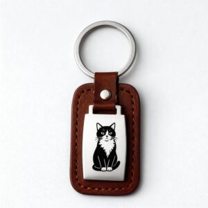 Porte clef design cuir PU et acier à personnaliser